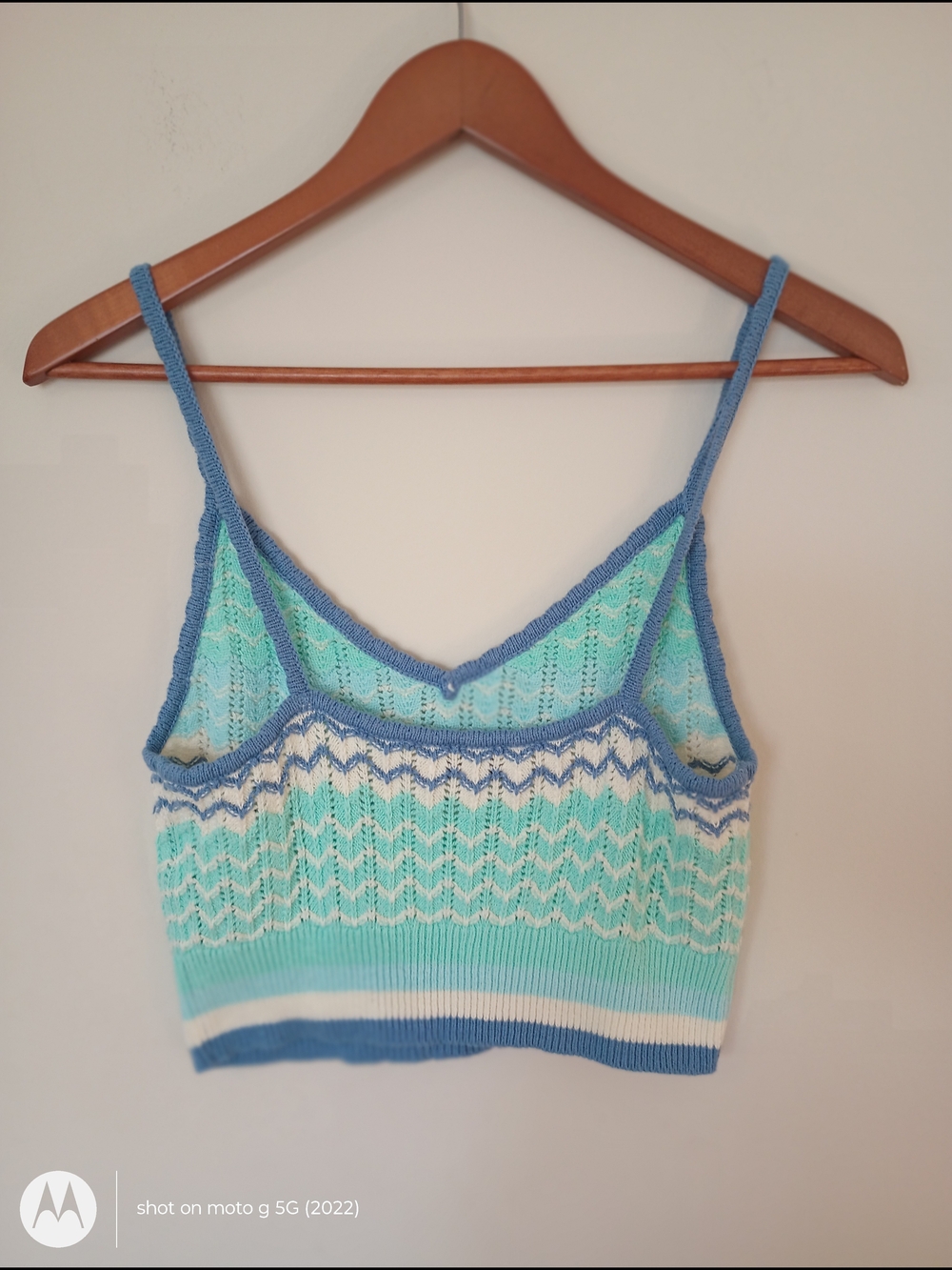 American Eagle Blue & Mint Knit  Cropped Tank Top Size L - Picture 4 of 8